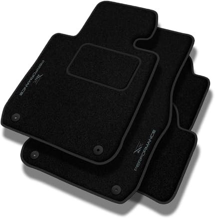 MatsMore Autoteppiche Automatten Velours Fussmatten passt für Toyota Avensis II 2003-2009 - Standard, Perforiert, grau schwarz -Präzise CNC-Stickerei, Design-Lochpaspel, Auto Fußmatten - Perfekt für A
