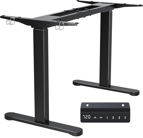 BONTEC Dual Motor Electric Standing Desk Frame, Height Adjustable Workstation for 120 to 180 cm Table Tops, 100 Kg Capacity, Memory Controller, Computer Desk for Home and Office (Black Frame only)
