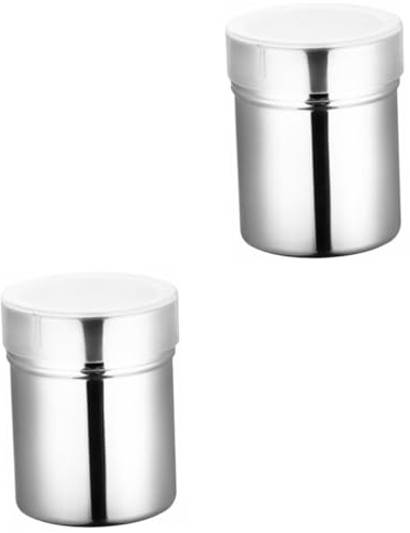 Ciieeo 2 Piezas Tarro De Especias Contenedor De Almacenamiento De Cocina Envase Agitador De Polvo Agitador De Condimentos Coctelera De Harina Contenedor De Café Acero Inoxidable Silver