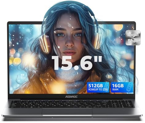 ACEMAGIC 2025 15,6 Laptop CPU lntel Twin Lake-N150,RAM 16GB SSD 512GB Erweitern Sie 2 TB,Laptop mit Deutscher Tastatur vorhanden,WiFi,BT5.0,Type_C, USB3.2,HDMI, Metallgehäuse Computer,Hohe Leistung