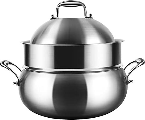 AYCDL Pentola per Cottura a Vapore, pentola per Cottura a Vapore, pentola per zuppa, Acciaio Inossidabile 316L, Fondo in Composito Ispessito a 5 Strati, panini al Vapore, pesce/28,28Cm