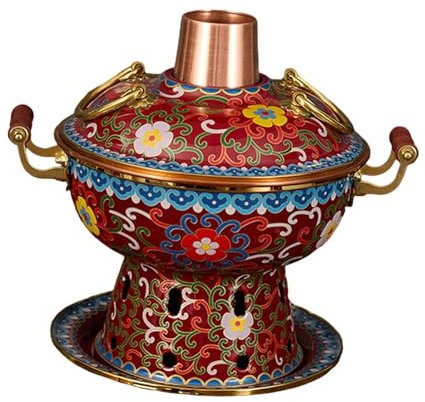 Gralara Cloisonne Kupfer Hotpot Wärmende Küche Kochgeschirr Shabu Shabu Hot Pot Old Beijing Hot Pot, Rot