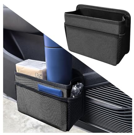 JNNJ Organisateur Poubelle Voiture, Poubelle Voiture Organisateur Voiture Tissu Oxford, Auto Poubelles Porte Latérale Pliable, Boîte Rangement Suspendue Côté Portière Voitures Poubelle(Noir)