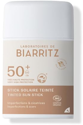 Laboratoires de Biarritz Stick Solaire Teinté SPF50 Certifié Bio 12 gr | Protège et Camoufle Imperfections & Cicatrices, Certifié Bio, Fabriqué en France