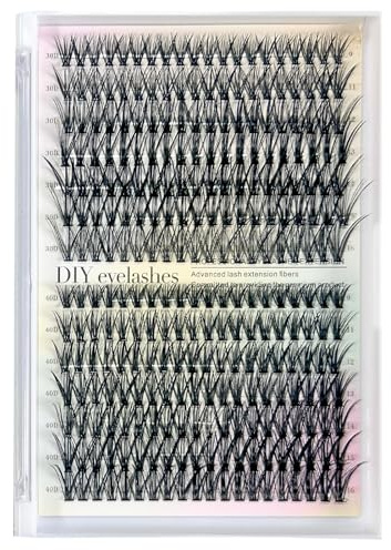KEYRI 280 Pièces Faux Cils 30D+40D Lashes Ultra-Léger Individuel Extension-Cil Touffes de Réutilisables DIY Cluster Lashes Debutant Bricolage Naturel Look Extension Cils à la Maison (Noir)