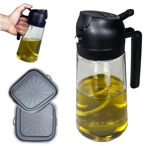 PULVERIZADOR ACEITE SPRAY & MOLDES DE SILICONA FREIDORA DE AIRE|Pack Perfecto Hogar|Aceitera Spray Pulverizador 470ml 3en1|Accesorios Cocina|Aceitera Antigoteo|Utensilios de Cocina|Accesorios Airfryer