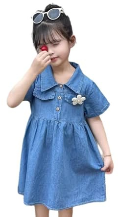 ACMEDE Salopette Bimba,Bambina Denim Bretella Vestito Outfit Carina Jeans Salopette Neonate Ragazza Moda Denim Vestito Casual Blu Tuta Gonna per Bambine 2-7 Anni