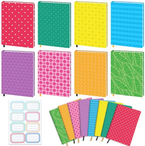 Jumbo-Buchhüllen, wiederverwendbar, Stoff, Buchumhüllen, 22,9 x 27,9 cm, bunt, kariert, dehnbar, mit Aufkleber, für die meisten Hardcover-Lehrbücher bis zu 25,4 x 32,8 cm, 8 Stück