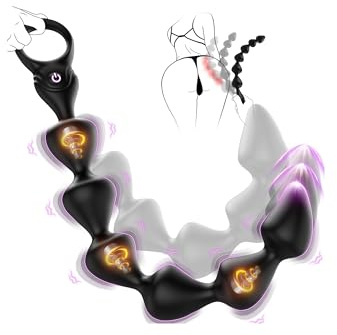Vibrating Anal Beads with 10 Vibration Modes, 6 Graduated Silicone Beads Anal Sex Toys with Loop Handle, Flexible Wave Stimulation Butt Plug Adult Toy, Quiet Prostate Vibrator Sex Toyscouples for Man