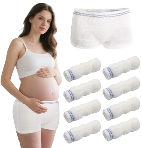 Solivive 8 Pack Incontinence Net Knickers, Size L Breathable Stretch Disposable Pants Maternity, Disposable Knickers Maternity for Daily Use, Travel, Pregnant Women, Incontinence(White)