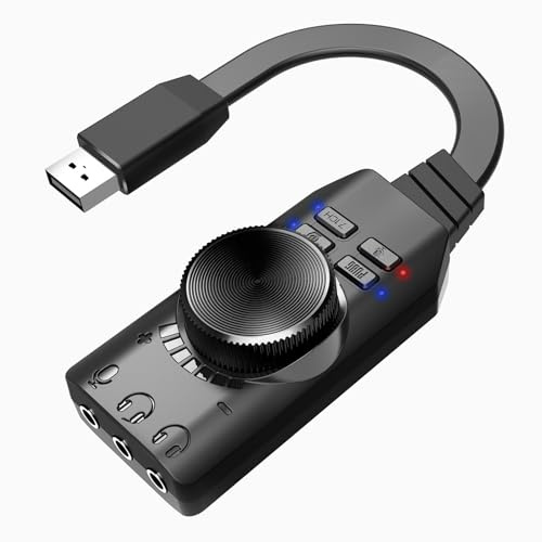 USB Sound Card USB External Card with Virtual 7.1 Surround Sound for PC Gaming