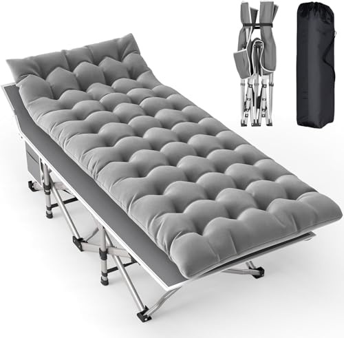 BULAGE Feldbett Klappbar mit Matratze, Klappbett Leicht bis 208kg, Campingbett Klappbar Gästebett mit Tragetasche Outdoor Bett für Garten Strand Reisen Camping Bett Campingliege Erwachsene
