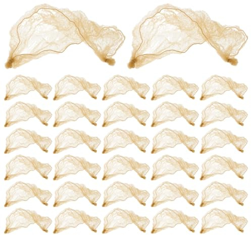 LALADEFIEE 40 Stück Unsichtbare Haarnetze für Duttfrisuren Elastisches Atmungsaktives Netzgewebe in Gold Haarnetz für Ballett Tanz und Hochsteckfrisuren