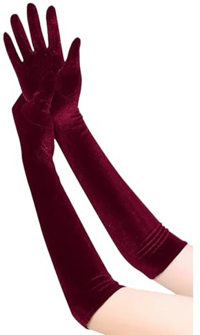 MUNSKT 1920s Handschuhe für Damen Damen Handschuhe Satin Classic Opera Ellenbogen Lange Samt Handschuhe Elastisch ErwachseneHalloween Party Fasching Kostüm