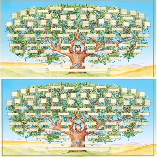2 Stück Stammbaum Diagramm, Stammbaum Vorlage Zum Ausfüllen, Ausfüllbare Ahnentafel, Ausfüllbares Leeres Stammbaumdiagramm 6 Generationen Genealogie, Wohnzimmer Schlafzimmer Wanddeko Leinwand, 40x60cm