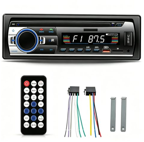 Chasinglee Autoradio Bluetooth - 1 DIN - 2x60W - Funzione AUX, lettore MP3 e doppia porta USB, suono stereo FM, chiamate in vivavoce, uscite RCA, tasti illuminati RGB, iOS e Android