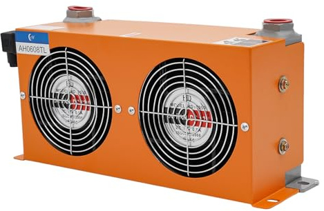Radiatore olio idraulico da 12 V, 2 x 48 W, con doppia ventola ø170 mm, 3000 Kcal/h, con superficie di raffreddamento da 1,8 m², capacità di scarico 400 m³/h, connettore ZG3/4, radiatore olio in