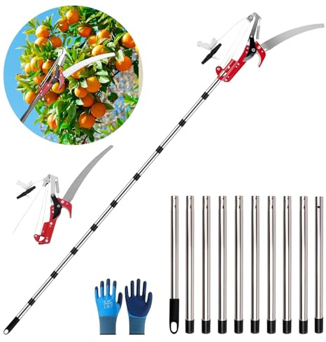 BOFITENG Teleskop-Baumschere 2-In-1 Mit Astsäge, Einstellbare Länge Seilzug Gartensäge Baumsäge, Astschere Teleskop 4.3 M Hochentaster Manuell, Teleskopschere Für Einfache Garten- Und Baumpflege