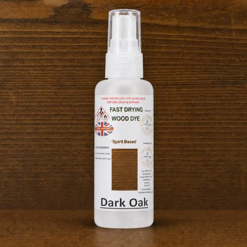 Dark Oak Spirit Based Wood Dye (65ml) – Quick Drying Professional Grade Wood Stain for Interior Furniture & DIY