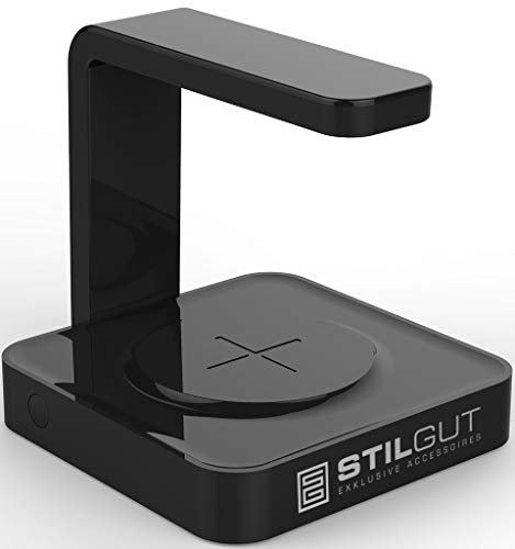 STILGUT Handy Sterilisator & Wireless Charger - Qi Ladestation mit UV Lampe für Handy-Desinfektion, Schwarz