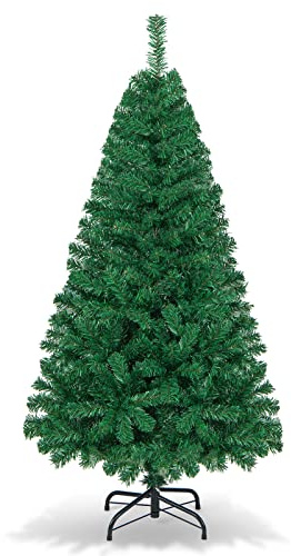 GIANTEX Künstlicher Weihnachtsbaum 150 cm, Tannenbaum Künstlich, Christbaum Künstlich wie Echt, Kunstbaum Dekobaum Weihnachten mit PVC Nadeln & Metallständer, Christmas Tree, Grün
