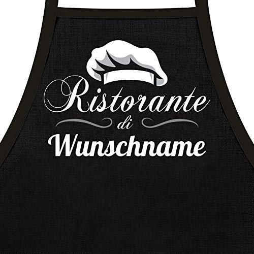 Shirtoo Kochschürze für Männer Ristorante di + Wunschname - als Geschenk Grillschürze oder Küchen Schürze personalisiert