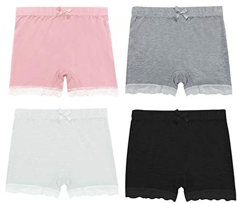 Girls Lace Shorts Under Dress Dance Bike Shorts for Playground Gym Sports (White, Pink, Grey, Black, 6T-7T)