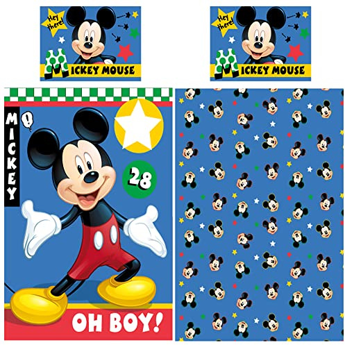 Disney Mickey Mouse Baby-Kleinkind-Bettwäsche Oh Boy 100 x 135 + 40 x 60 cm 100% Baumwolle in Renforcé-Linon-Qualität Wunderhaus Clubhaus Donald Duck Minnie Maus Wende-Bettwäsche deutsche Größe