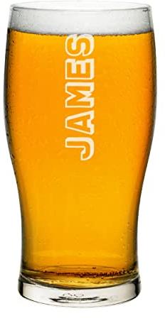 Tulipano personalizzato in vetro da pinta lateralmente qualsiasi nome artigianale birra sidro personalizzato compleanno papà nonno festa del papà