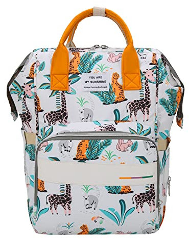Balakaka 35L Retro Rucksack wasserdichte Reise Babytasche, Mit Haken zum Aufhängen am Kinderwagen,Multifunktional Faltbares Große Kapazität Babytasche,Tragbarer Baby Wickeltasche Drucken,Stil 4