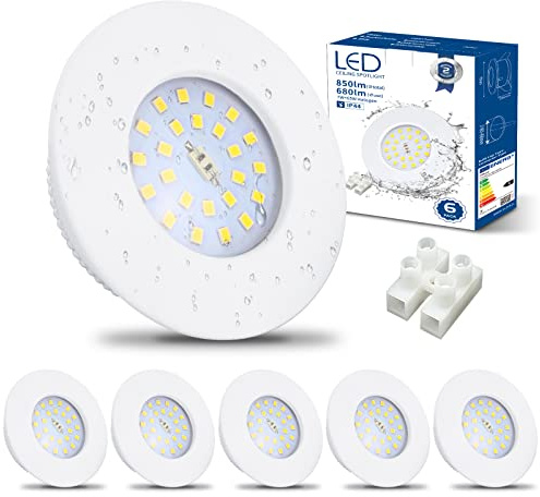 HiBay 6X 7W LED Downlights Ultra Slim Recessed Spotlights Ceiling Lights IP44 Bathroom Down Light Cool White 6000K 240V