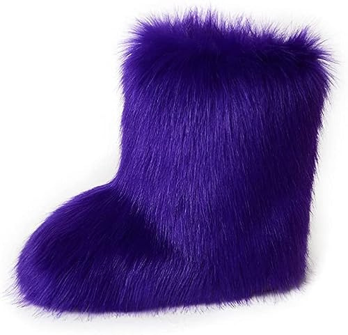 Chaussons Bottes de Neige Fourrure Femme Hiver Coloré Extérieur Intérieur