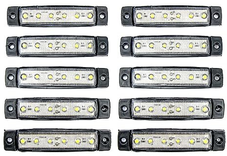 10x Weiss Begrenzungsleuchten Seitenmarkierungsleuchten 6 LED 12V 24V Positionsleuchten für LKW, Anhänger, Wohnmobil, Wohnmobil, Pickup, Traktor, LKW, SUV, Boot