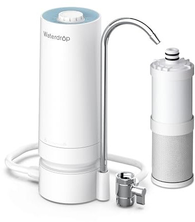[Ultra Filtration] Waterdrop Countertop Water Filter, Filter Life Reminder, 4000 Gallons, Reduces Heavy Metals, Bad Odor, and 99% Chlorine (1 Filter Included) WD-CTF-07