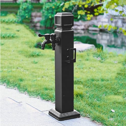 Vertikale Garten Wassersäule aus Edelstahl 304, Wasserzapfsäule Garten mit Doppeltem Wasserauslasshahn und Spritzpistole, Frostschutzhahn für Den Außenbereich(95cm/37in)