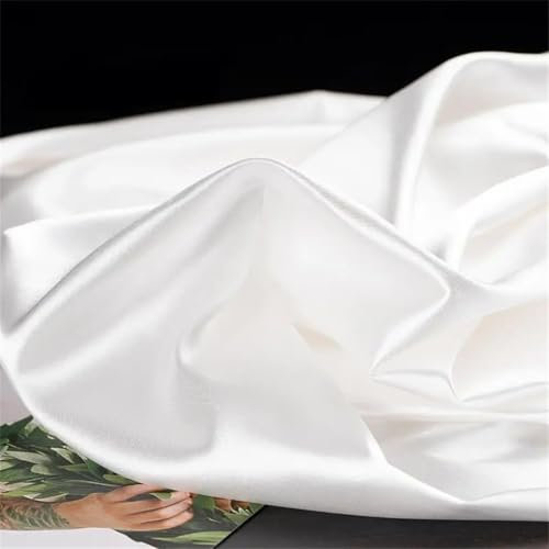 Seidiger Satin-Stoff, Meterware, Hochzeitskleid, einfarbig, Party-Dekortuch zum Nähen, Basteln, 1 Stück, weiß, 150 cm x 91 cm