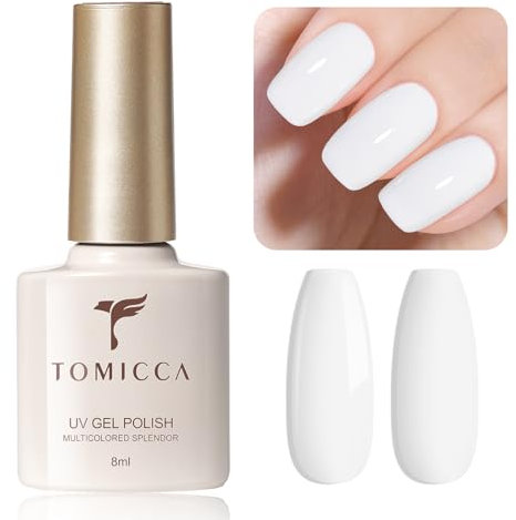 TOMICCA Smalto UV per unghie in gel bianco UV/LED Soak-Off Gel Polish adatto per principianti nail art salon fai da te, 8 ml