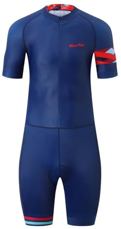 UGLY FROG Summer Cycling Skinsuit Triatlón for Hombres, Pro Manga Corta Traje de Ciclismo, Racing Tri Suit de Bicicletas Acolchado de Gel, MTB Mono,Secado rápido y Transpirable