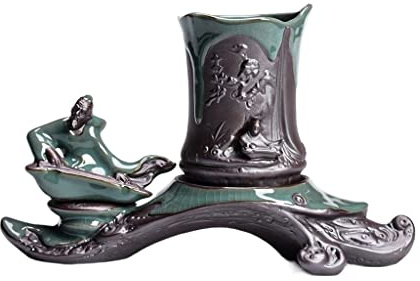 YCCHAH Pots de fleurs d'intérieur en céramique - Combinaison zen - Bonsaï vert - Petit pot de fleurs en pot - Décoration d'intérieur - Pot de fleurs pour plantes d'extérieur (D)
