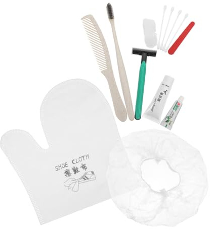 HAMPPLIES Kit De Voyage Brosse Dents Jetable Et Peigne 4 Pièces Ensemble Rasoir, Paquet De Soins Et Bonnet De Bain, Articles D'accueil Hôtel Légers Compacts Pour Spa Et Voyages