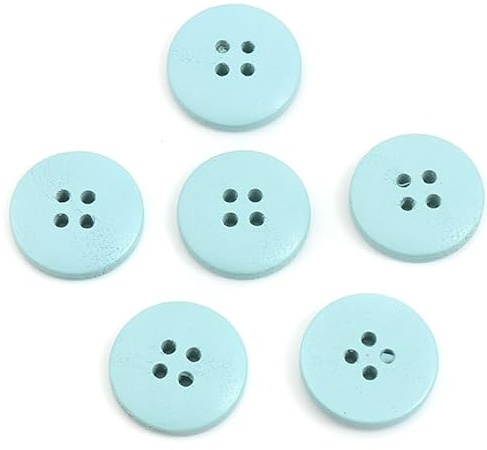 20 wunderschöne Holzknöpfe 20mm rund hellblau 4 Löcher a 1mm, Vierlochknöpfe zum basteln nähen Jackenknöpfe