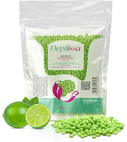 DEPILISSA 400g Perlas de Cera Lime Breeze – Cera Caliente Multidireccional Ipoalergénica & Vegana para Cara, Axilas, Piernas y Bikini – Sin Strips – Para Hombres y Mujeres –