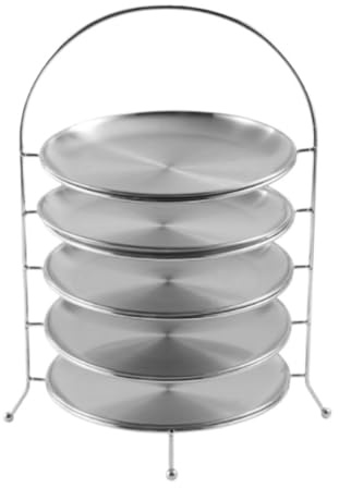 NESPIQ Supporto per Torte Alzata for Cupcake, Alzata for Dessert, Vassoi da Portata A 5 Livelli per Festa Matrimonio(Blue,Silver)