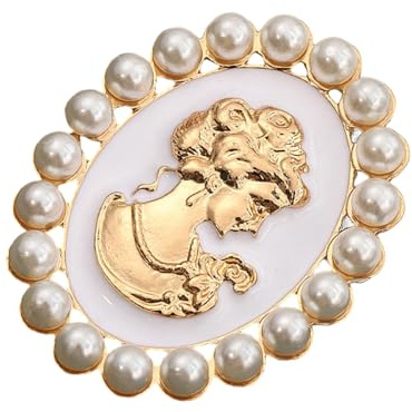Viktorianische Kamee-Brosche mit Strasssteinen und Perlen, Akzent für Frauen, eleganter Vintage-Schmuck, Geschenk, viktorianische Kamee-Brosche, Jacken, Schals