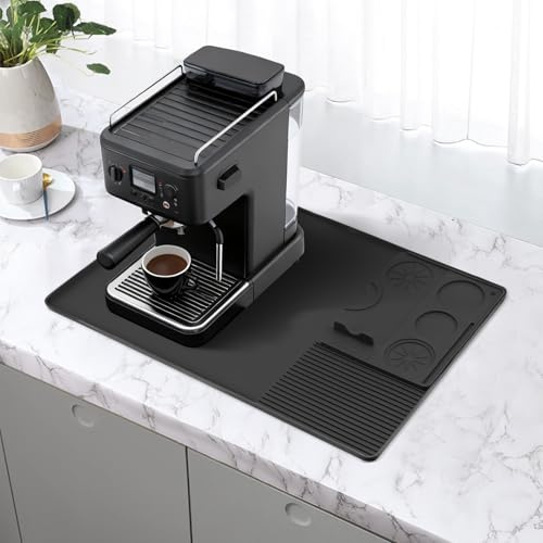 cdymrl Silicone Coffee Mat with Convex Edge,Large Silicone Coffee Mat,24''x16'' Drying for Kitchen Counter, Bar Quick-Drying Worktops Protector Machine Accessories