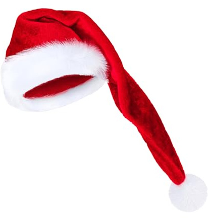 Masoog Gorro De Navidad 75 Cm Largo - Gorro Largo De Terciopelo Suave | Sombrero Invierno Unisex para Fiestas Disfraces Fotografía Accesorios