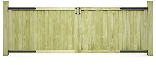 Portail de Jardin, 2 Pièces en Pin Imprégné Vert, Portillon de Jardin avec Design Rustique, Résistant aux Intempéries, Portail de Jardin Sécurisé, pour Entrée, Clôture, Terrasse, 300 x 100 cm