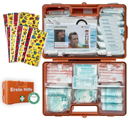 Großer Verbandkasten KITA - Erste-Hilfe-Koffer NEUE DIN 13169 - mit Kinderpflastern - Verbandmaterial für den großen Kindergarten/Hort/Kindertagesstätte und Schulen