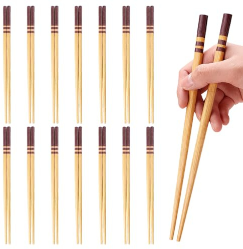 LAKPYN 15 Paia Bacchette di Legno di Bacchette Cinesi Riutilizzabili, Lavabili in Lavastoviglie, per Principianti, per Sushi, Riso e Spaghetti, Piatti Asiatici