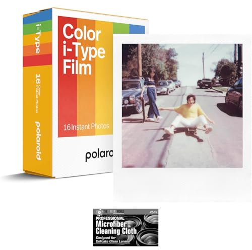 Polaroid Lot de 2 films couleur instantanés pour appareils photo i-Type 16 photos instantanées avec chiffon de nettoyage